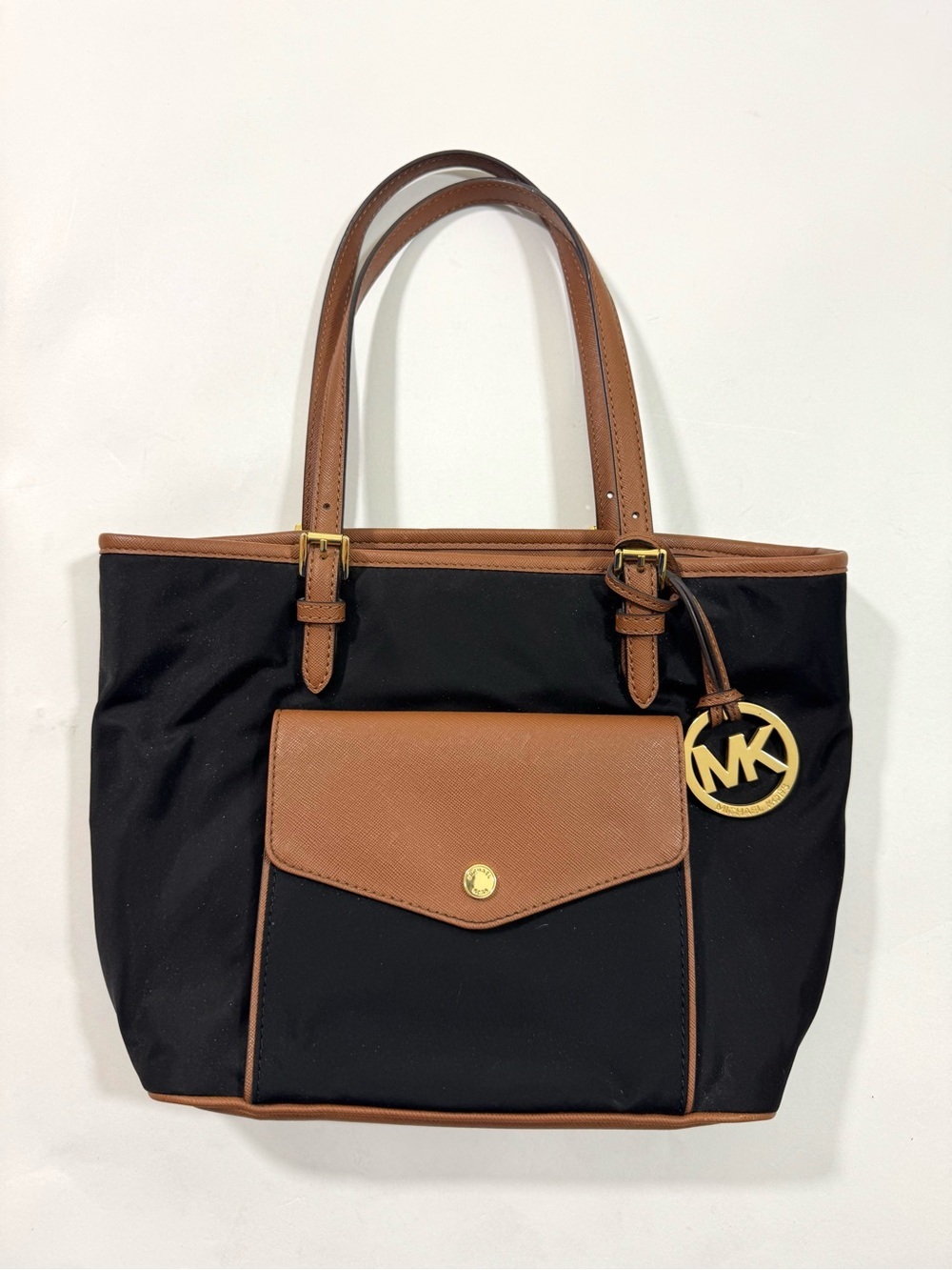 Michael Michael Kors Jet Set Nylon Purse Small Tote Bag Black